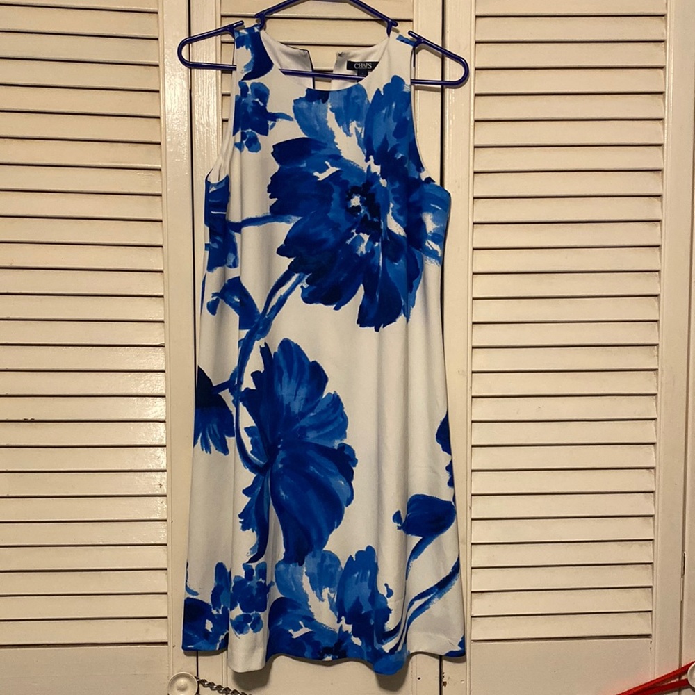 Chaps blue floral dress